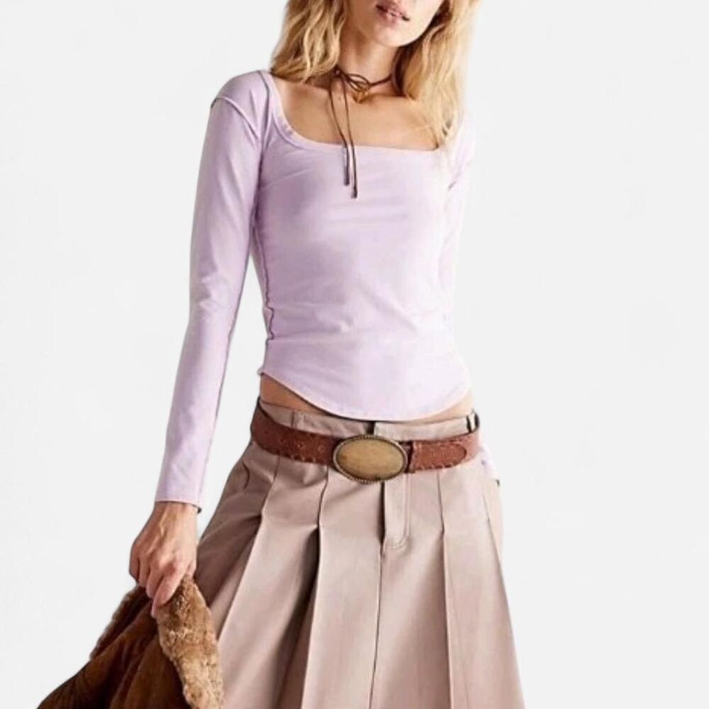 Free People Can’t Let Go Pink Lilac Long Sleeve | Soft Girl Y2K (M)